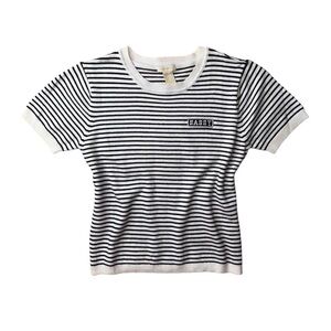 Striped Ribbed Fitted Tee w/ “SASSY” Patch · Size S